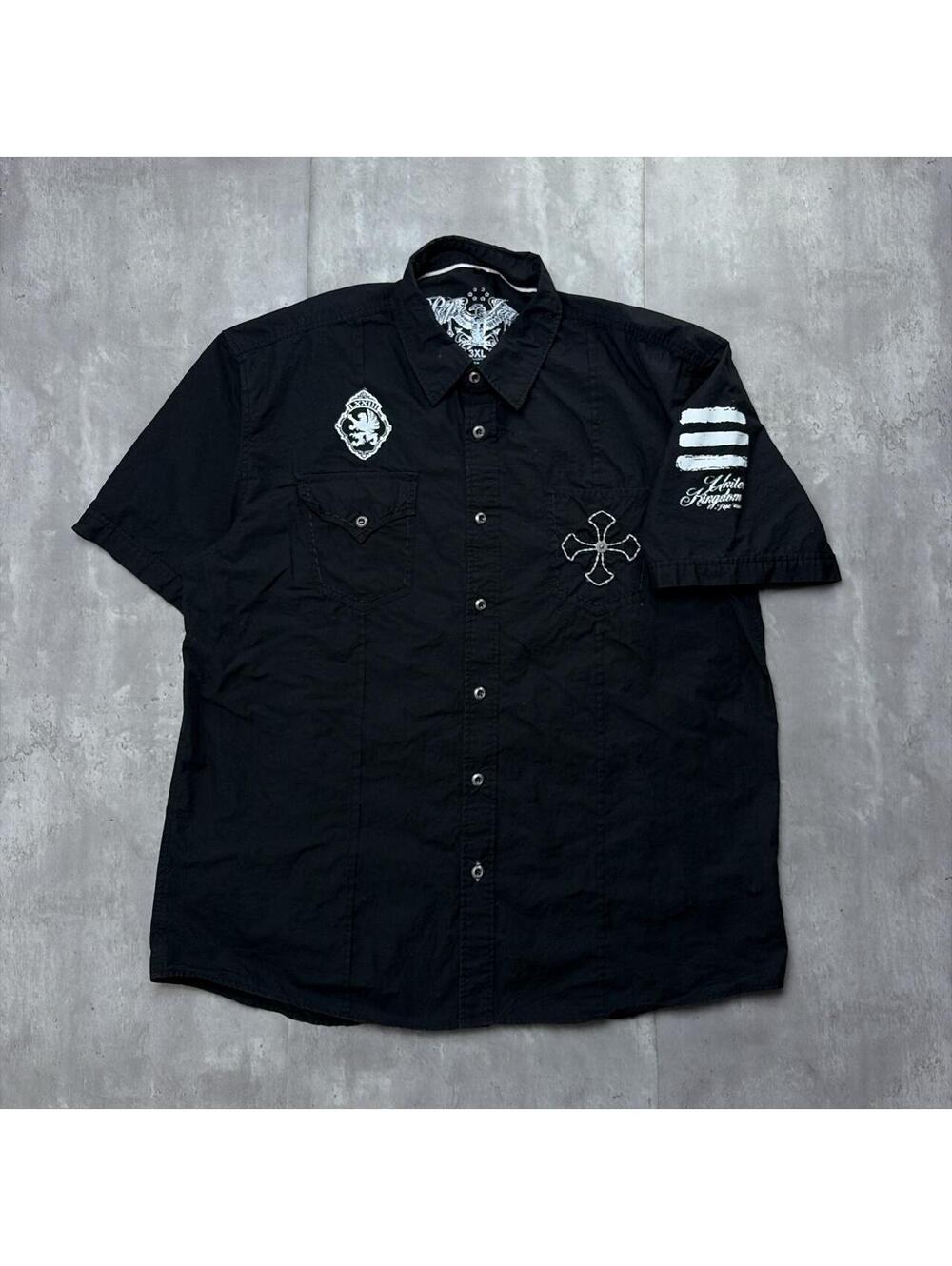 Y2K Pepe Jeans Grunge Gothic Cross Skater Button Up Shirt